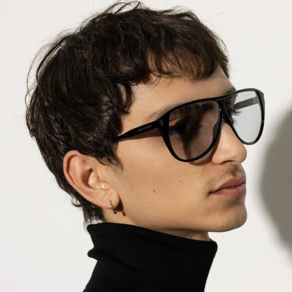 NEW Saint Laurent SL731 GASPAR  001 Black Light Blue Aviator Unisex Sunglasses - Picture 13 of 14